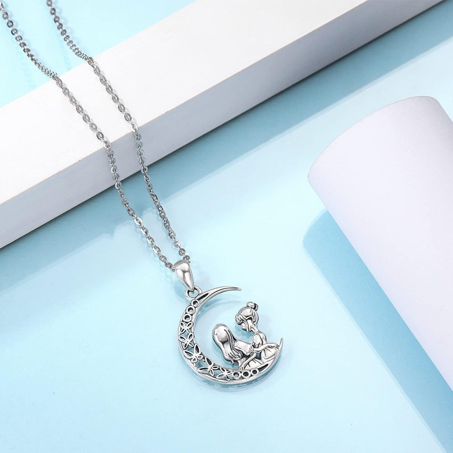 Rose Pendant Necklaces with Crystal Jewelry Gifts for Wife Mom Bonus Mom Grandma