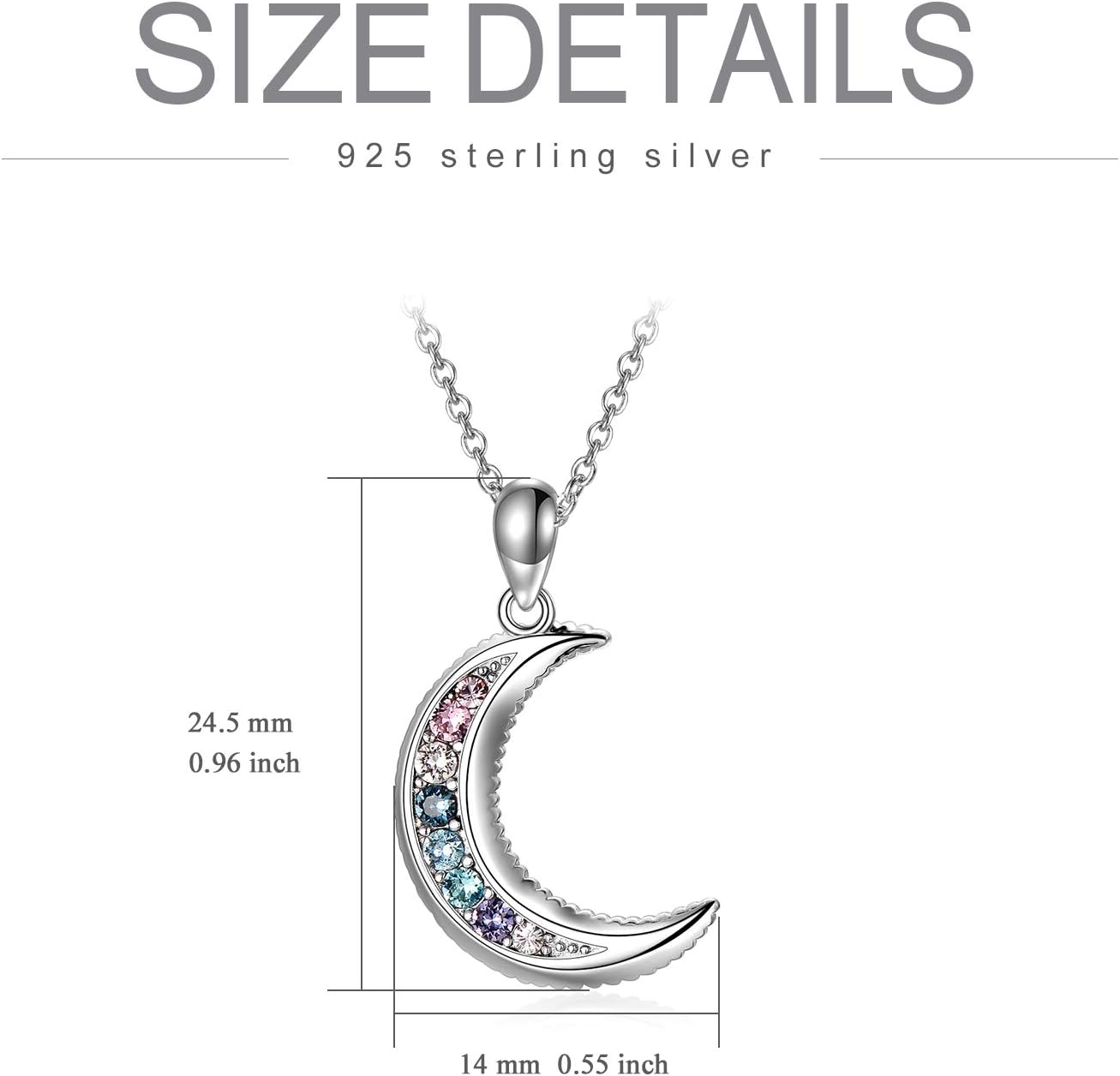 Sterling Silver Crescent Moon Necklace for Women