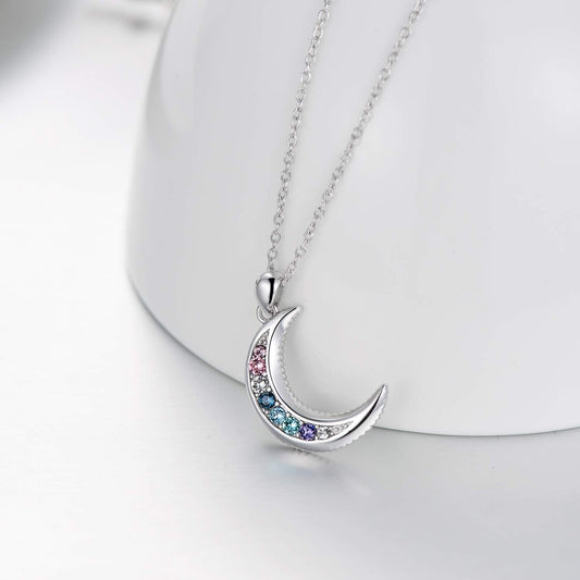 Sterling Silver Crescent Moon Necklace for Women