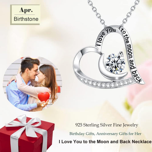 Birthday Gifts I Love You to the Moon and Back Necklace 925 Sterling Silver