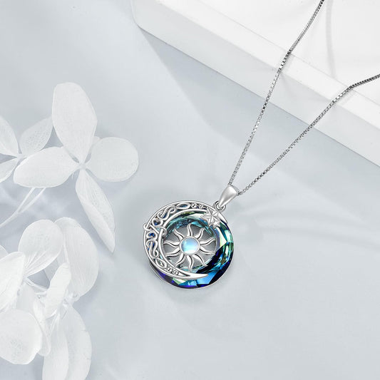Sun and Moon Necklace Crystal Jewelry Birthday Christmas Gifts