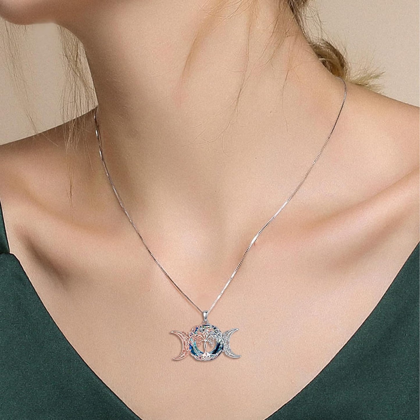 Tree of Life Necklace for Women Sterling Silver Celtic Knot Family Tree With Blue