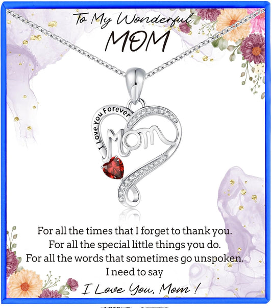 Mom Necklace with Birthstone from Daughter Son Mother Necklaces